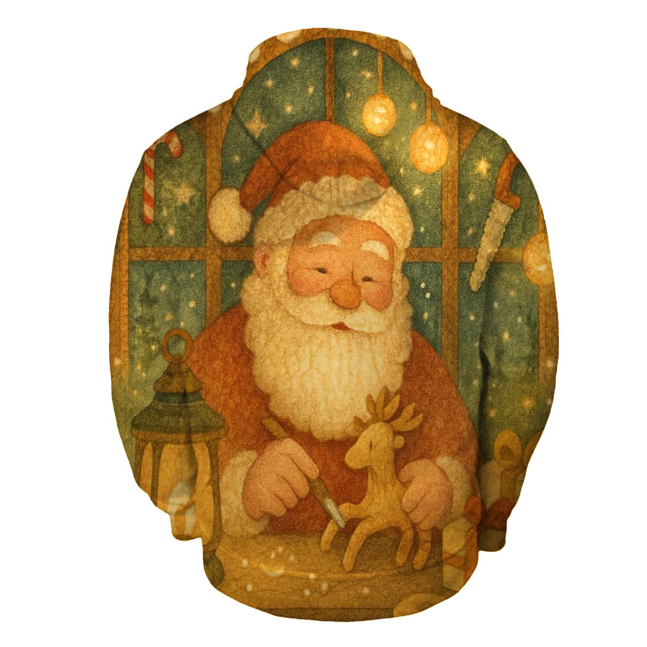 Gingerbread Workshop Lantern Santa graphic hoodies