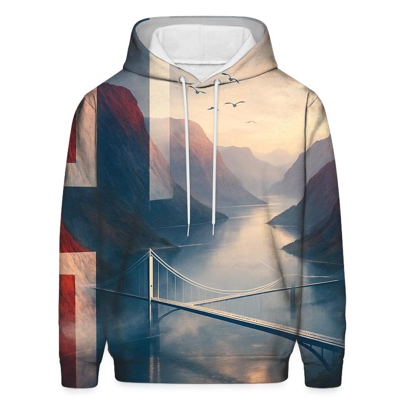 Norway Fjord Aurora Flagscape lightweight hoodies