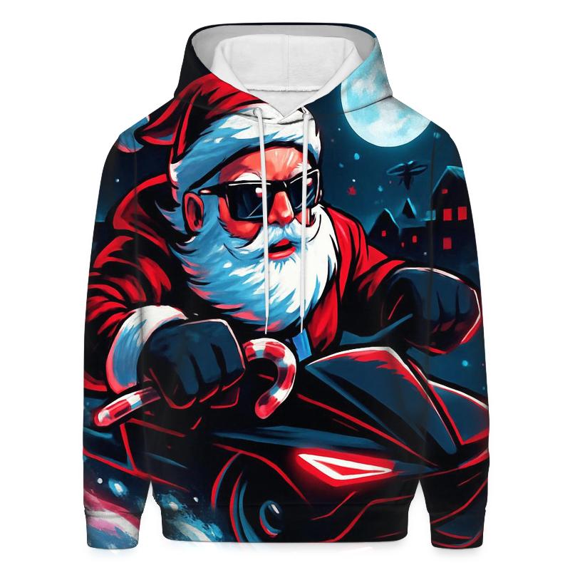 Neon Sleigh Drift Santa designer hoodies