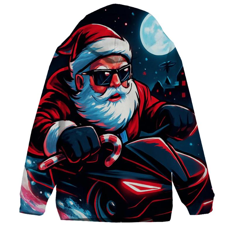 Neon Sleigh Drift Santa designer hoodies
