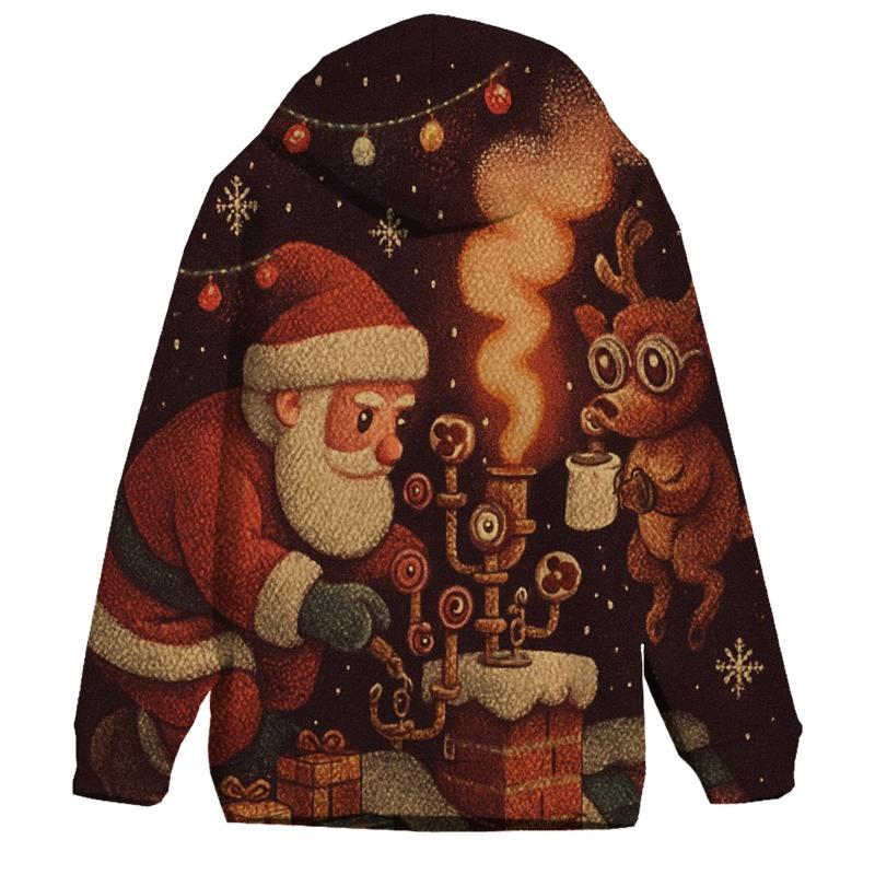 Santa Rooftop Hot Cocoa Lab hoodies fashion
