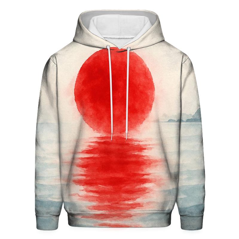 Japan Rising Sun Watercolor Tide graphic hoodies