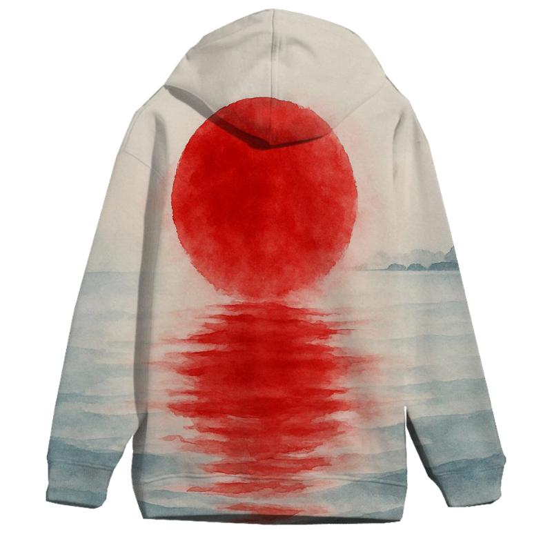 Japan Rising Sun Watercolor Tide graphic hoodies