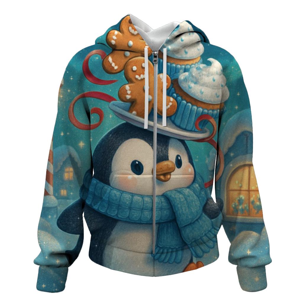 Penguin Pastry Parade Under The Aurora designer hoodies