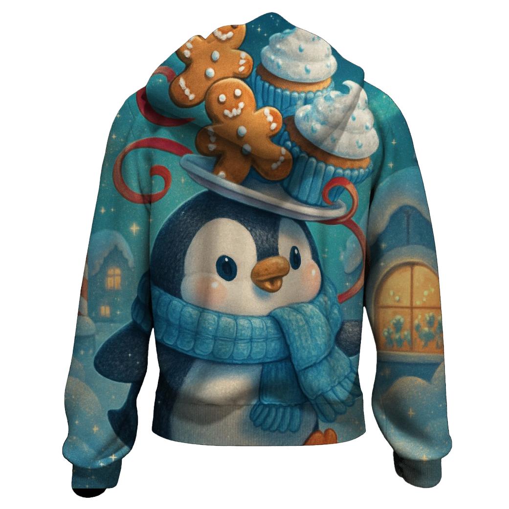 Penguin Pastry Parade Under The Aurora designer hoodies