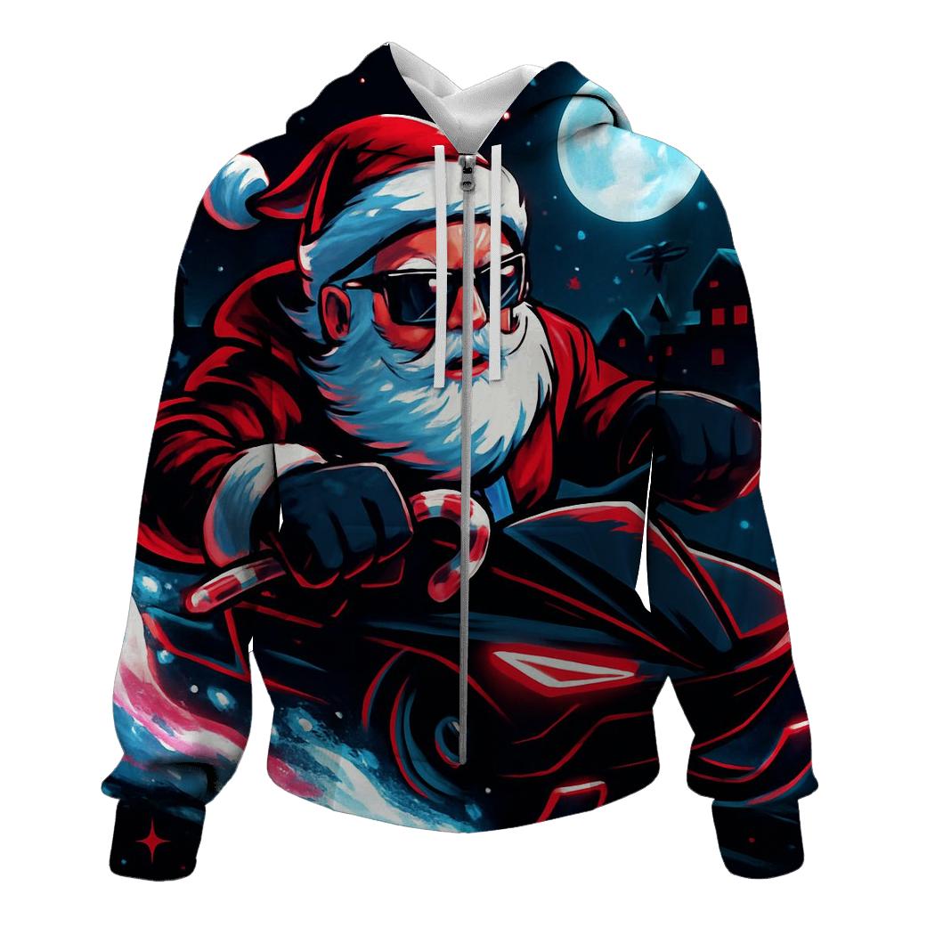 Neon Sleigh Drift Santa embroidered hoodies