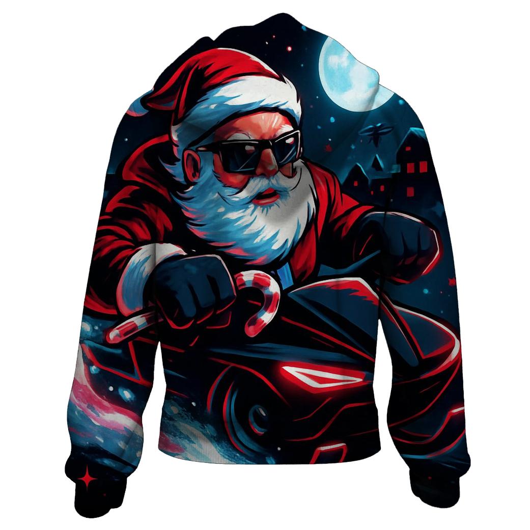 Neon Sleigh Drift Santa embroidered hoodies