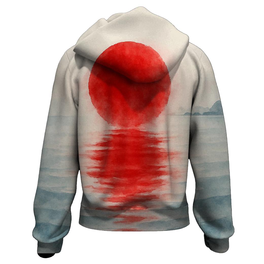 Japan Rising Sun Watercolor Tide hoodie designs