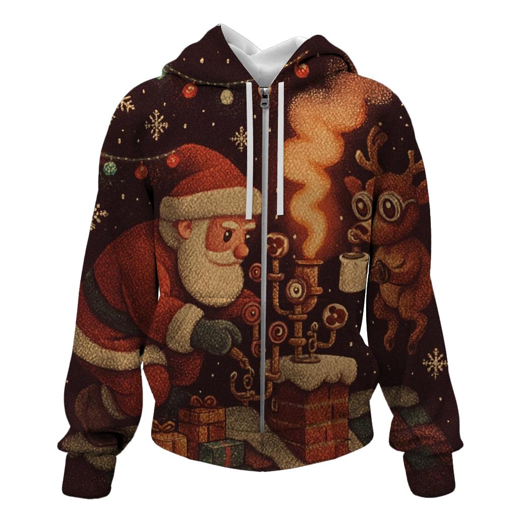 Santa Rooftop Hot Cocoa Lab embroidered hoodies