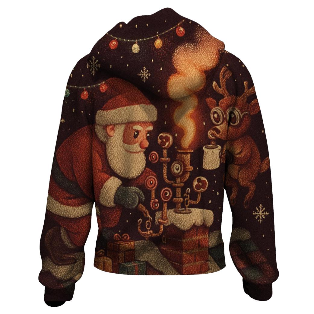 Santa Rooftop Hot Cocoa Lab embroidered hoodies