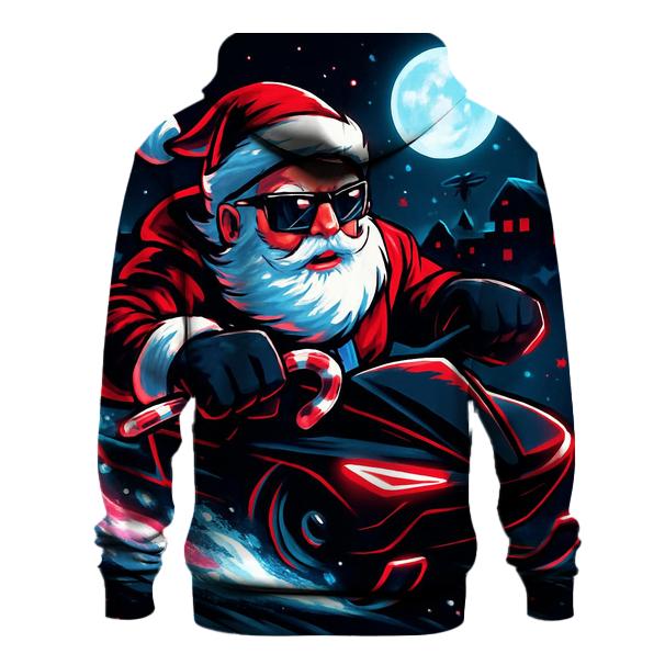 Neon Sleigh Drift Santa heavyweight hoodies