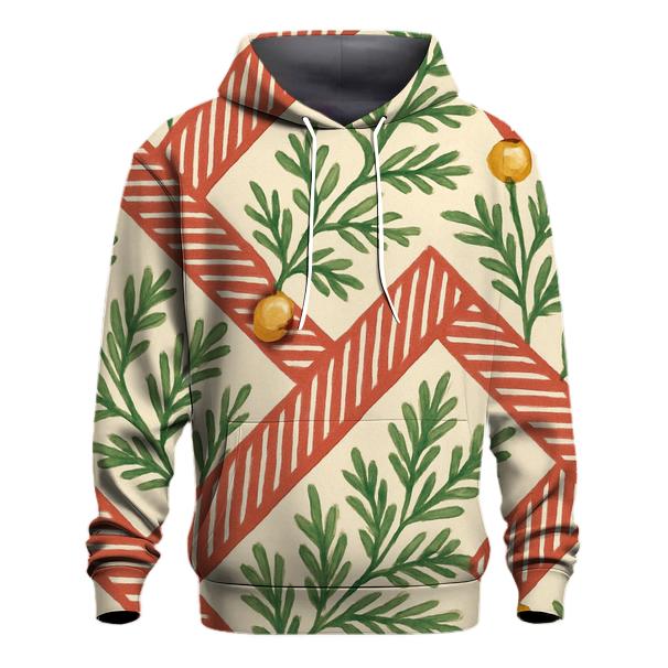 Nordic Candy Cane Pine Stripe Weave On Warm Ivory graphic hoodies