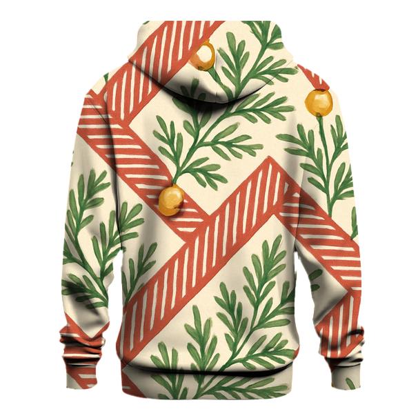 Nordic Candy Cane Pine Stripe Weave On Warm Ivory graphic hoodies
