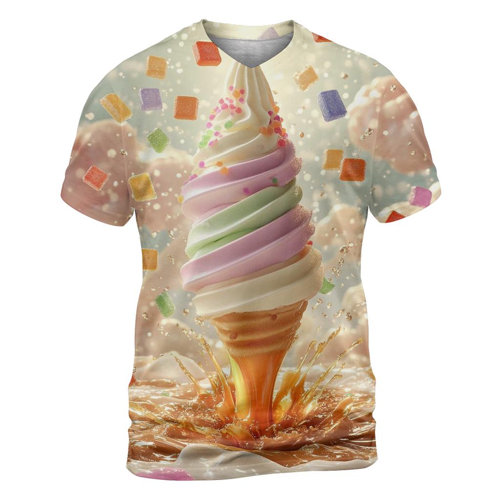 Soft Serve Meteor Bloom artistic all-over print tops