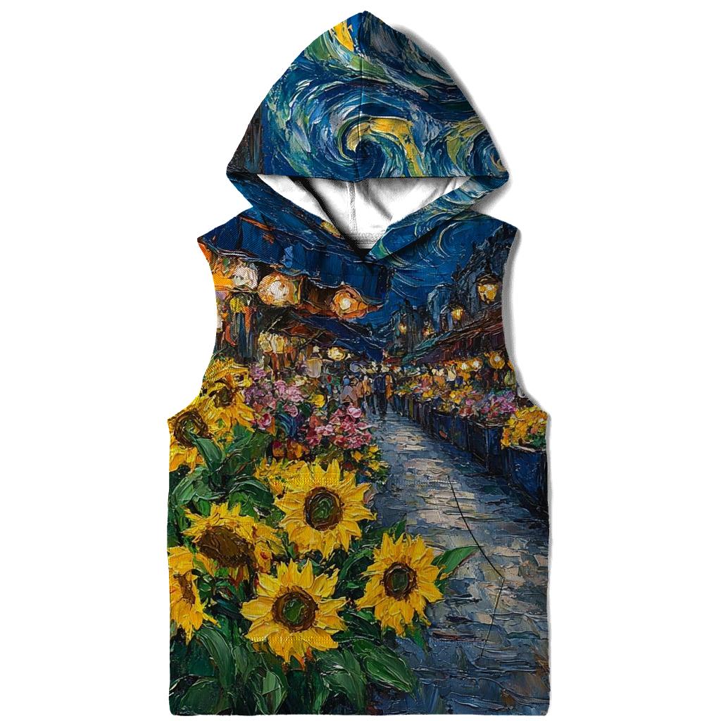 Van Gogh Inspired Midnight Flower Market lightweight hoodies