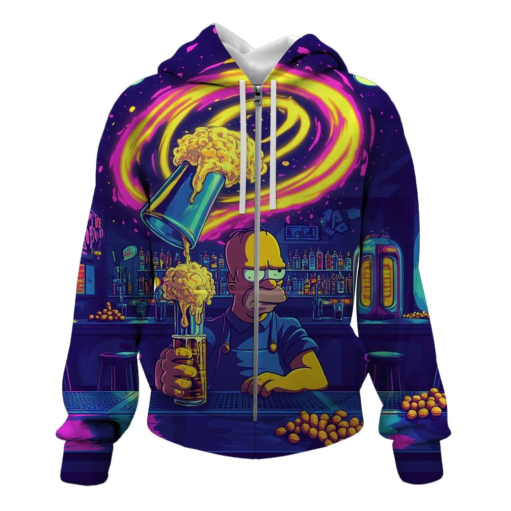 Moes Neon Time Loop Pour printed hoodies