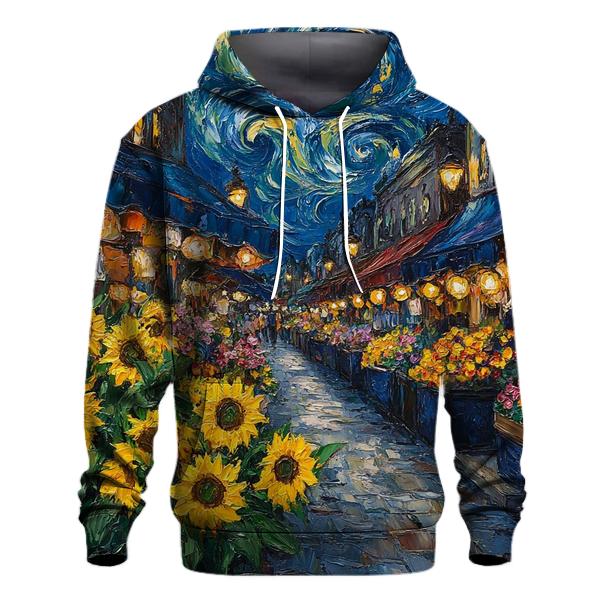 Van Gogh Inspired Midnight Flower Market custom hoodies