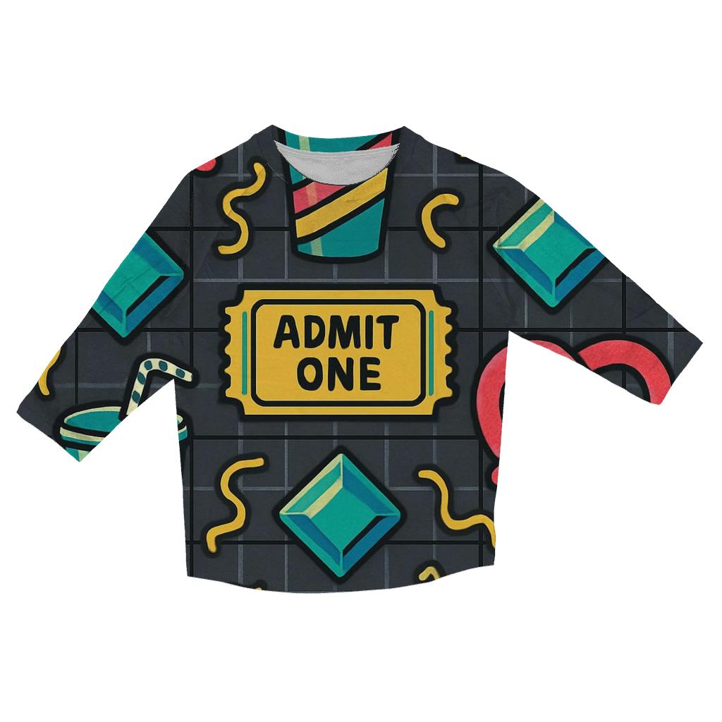 Mall Food Court Neon Pattern casual three quarter sleeve shirts