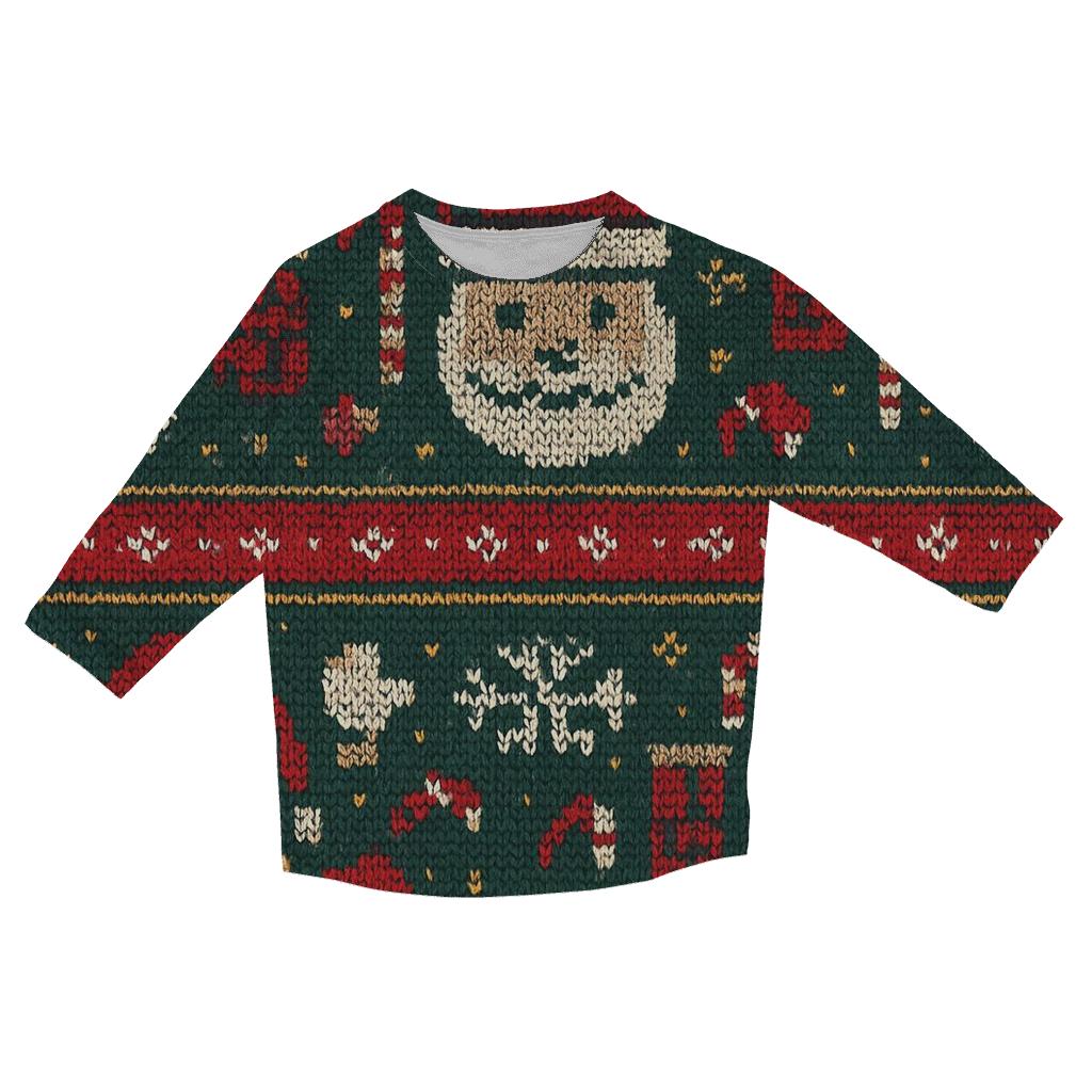 Santa Chimney Pixel Parade Design custom 3/4 sleeve shirts