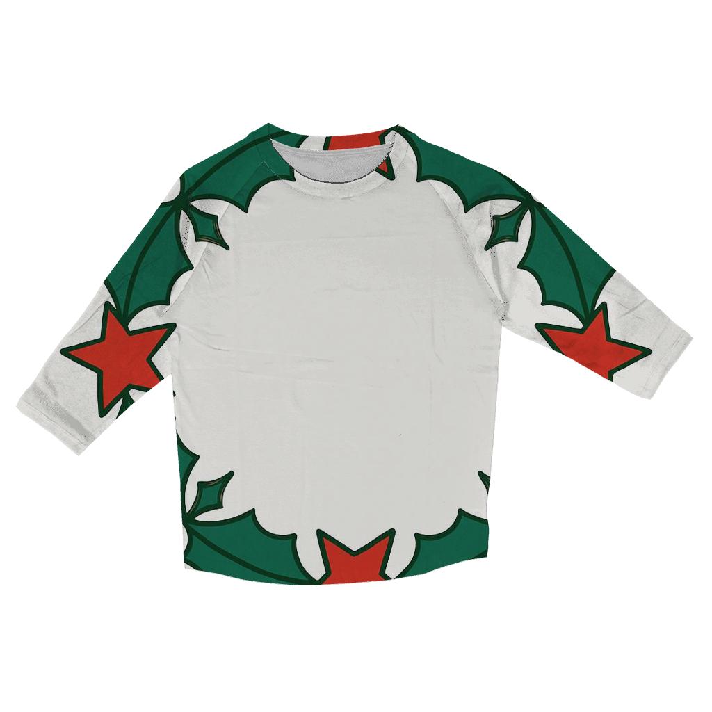 Holly Star Lattice Wreath designer 3/4 sleeve blouses