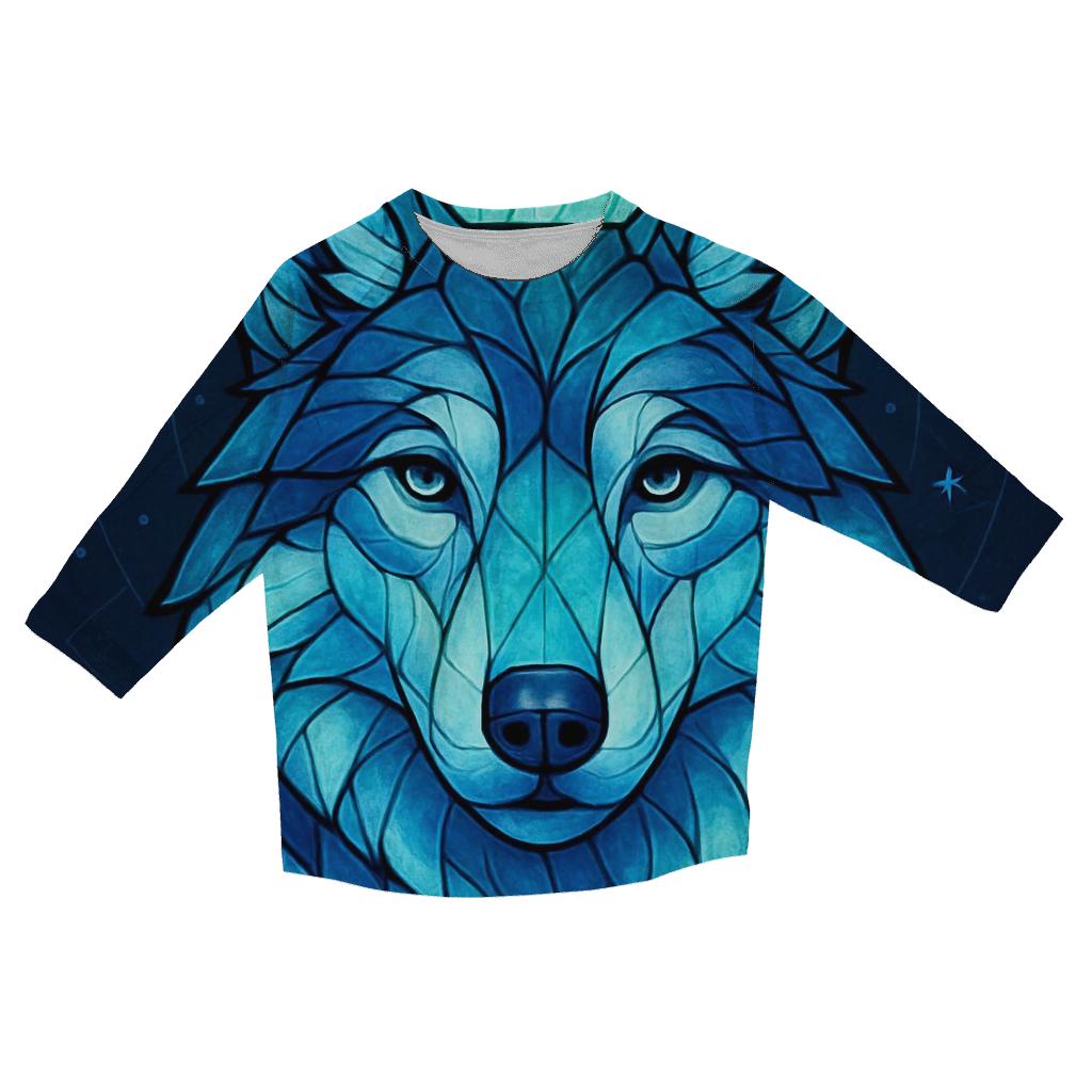 Aurora Glass Guardian Wolf printed three quarter sleeve shirts