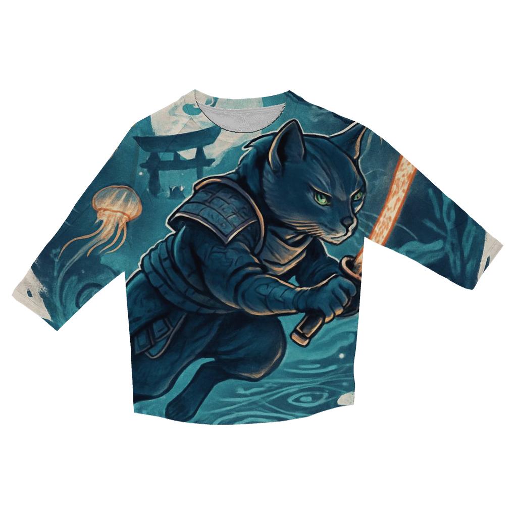 Lantern Reef Samurai Cat designer 3/4 sleeve blouses