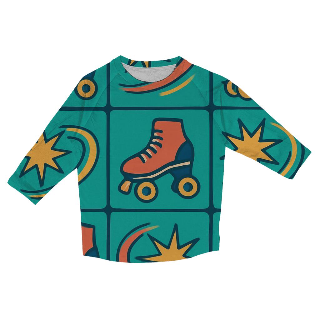 Roller Rink Starburst Grid custom 3/4 sleeve shirts
