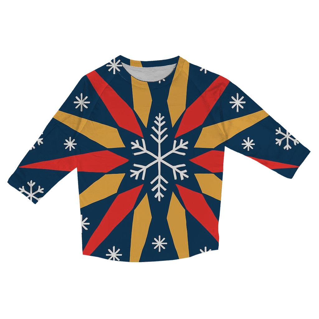 Snowflake Ribbon Starburst casual three quarter sleeve shirts