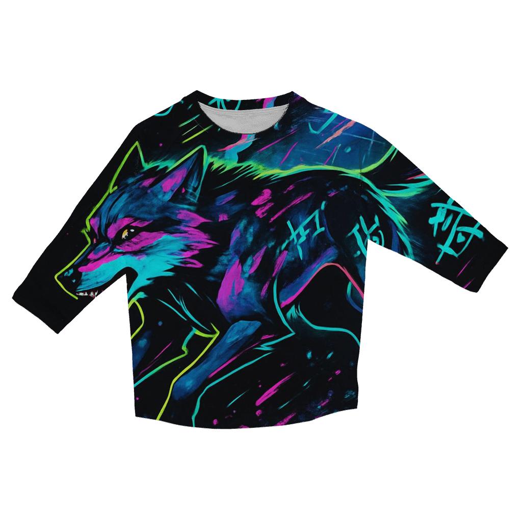 Neon Rift Courier Wolf trendy 3/4 sleeve tops