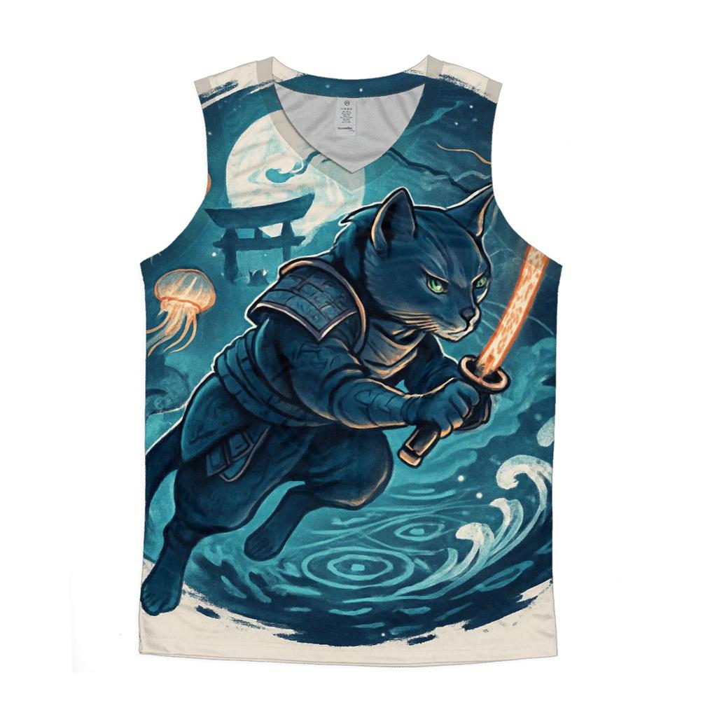 Lantern Reef Samurai Cat designer workout tanks