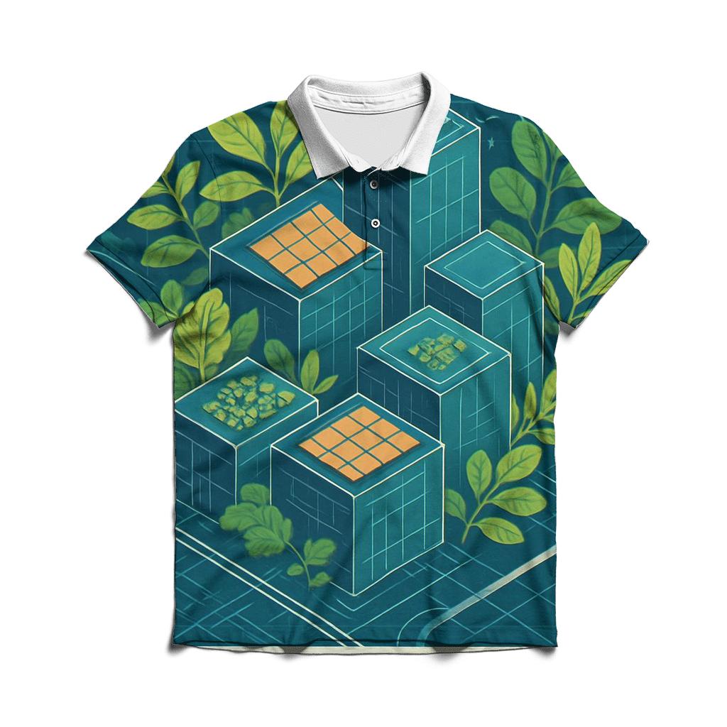 Solar Punk City Blueprint Garden classic pique polos