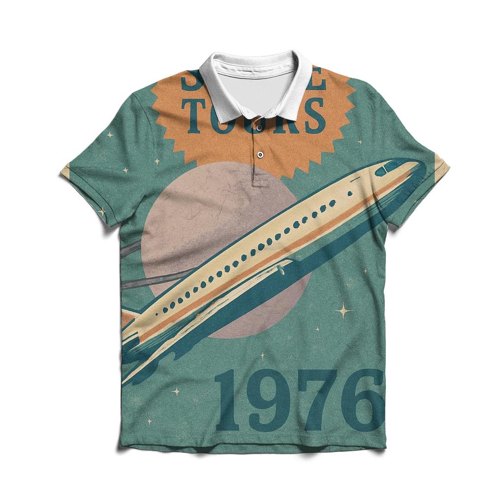 Faded Space Tourism Travel Poster custom polo shirts