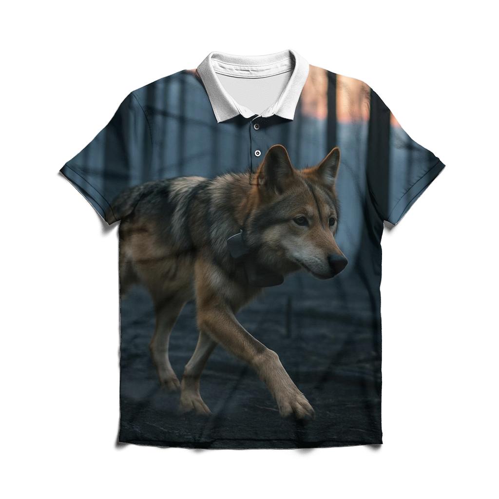 Mexican Wolf Through The Burn Scar premium cotton polo shirts