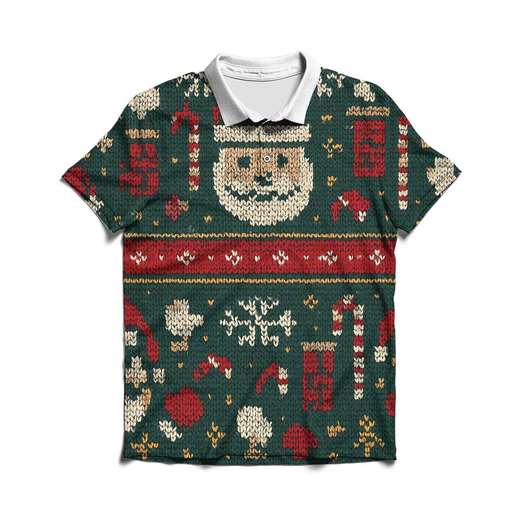 Santa Chimney Pixel Parade Design stylish collar polo tees