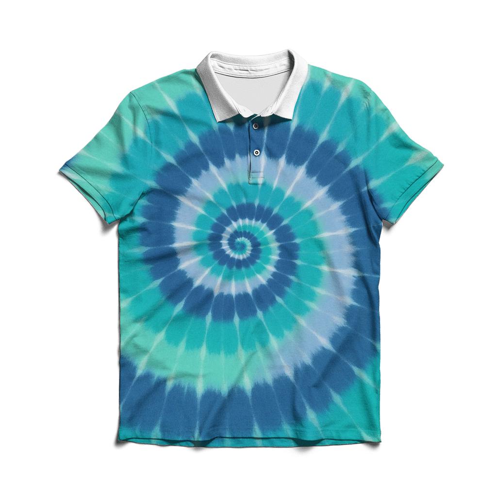 Aurora Spiral Overdye Whirlpool casual sports polo shirts