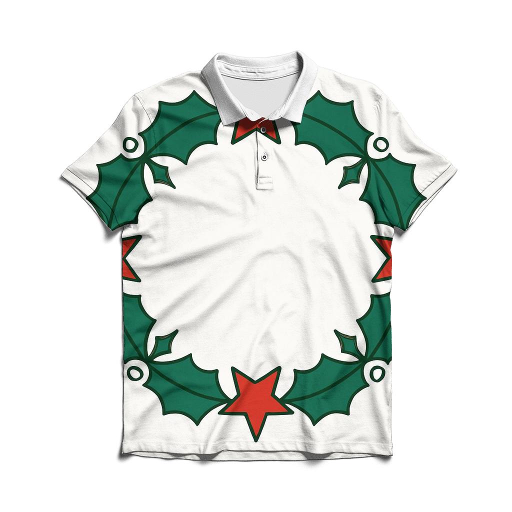 Holly Star Lattice Wreath premium cotton polo shirts