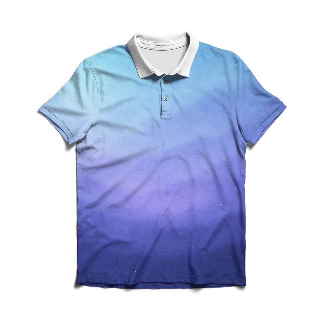 Glacial Twilight Drift Gradient embroidered polo tops