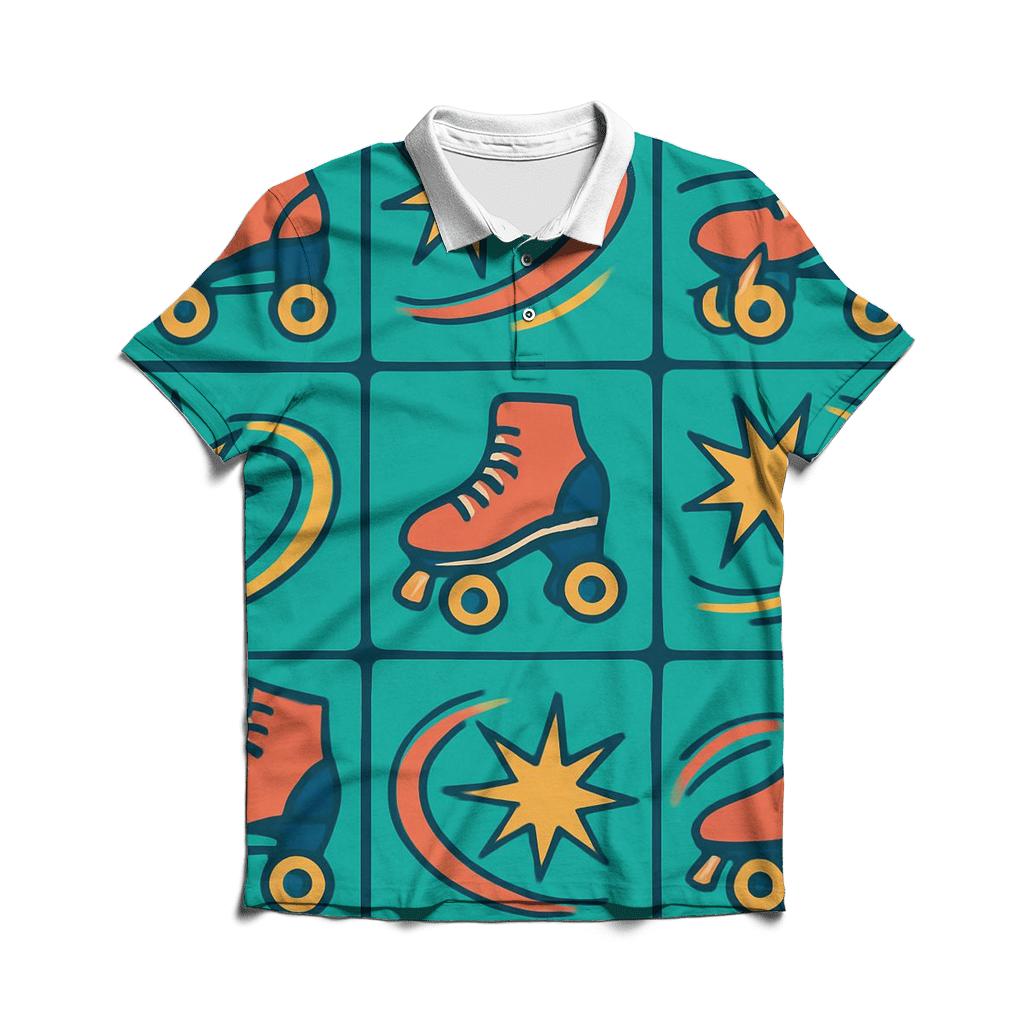 Roller Rink Starburst Grid designer slim fit polos