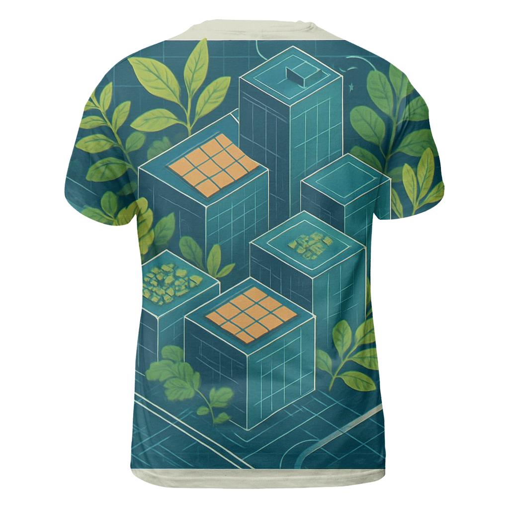 Solar Punk City Blueprint Garden statement graphic shirts
