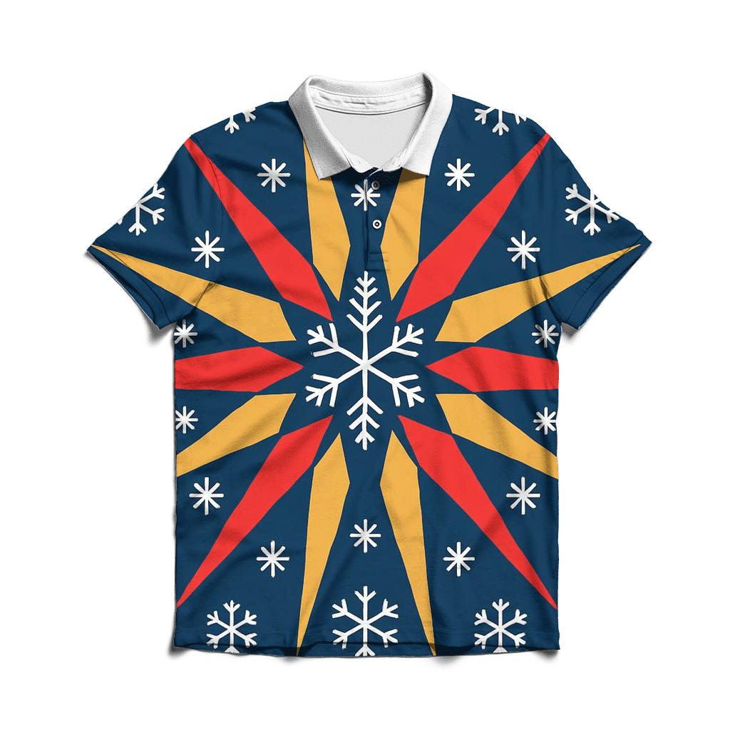 Snowflake Ribbon Starburst classic pique polos