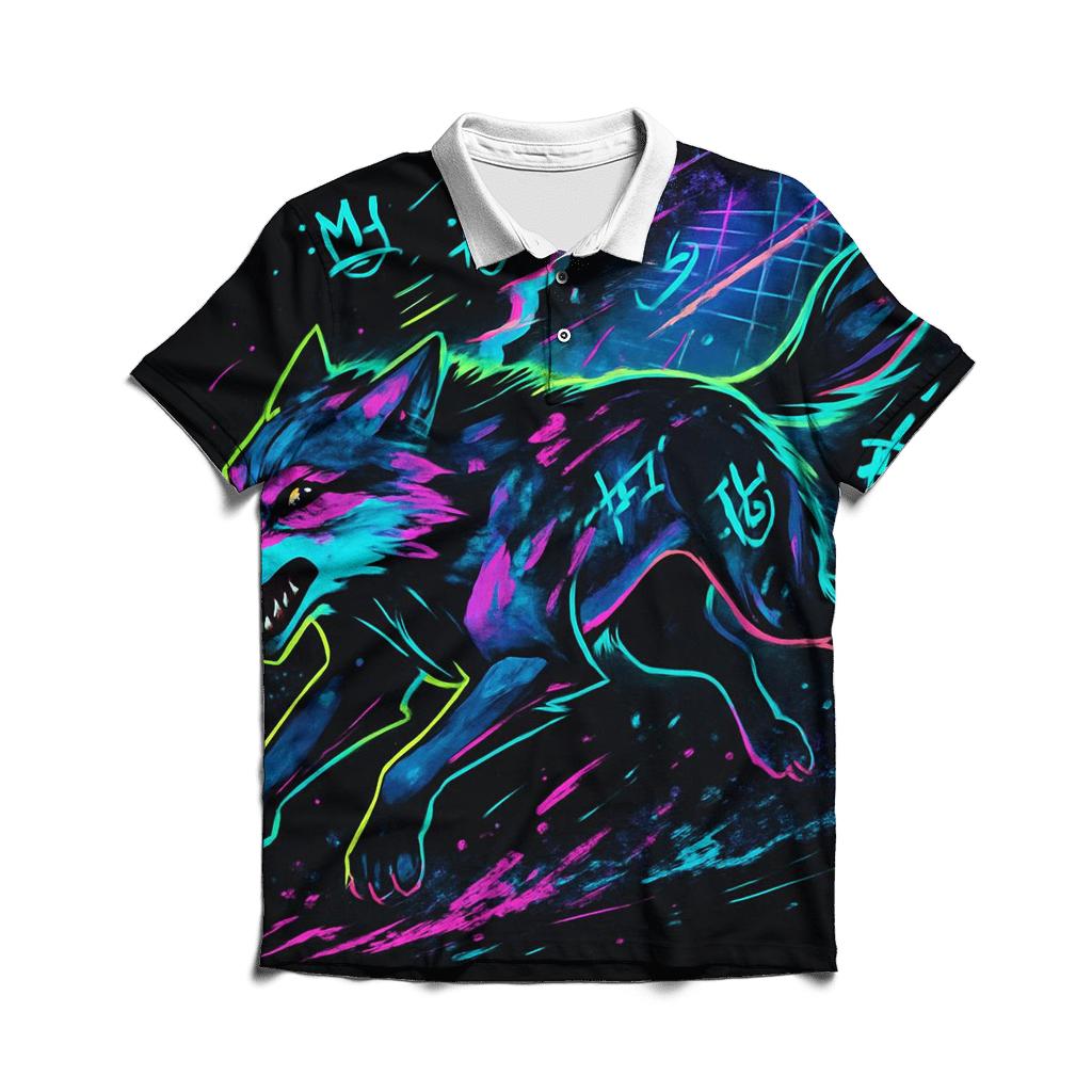 Neon Rift Courier Wolf designer slim fit polos