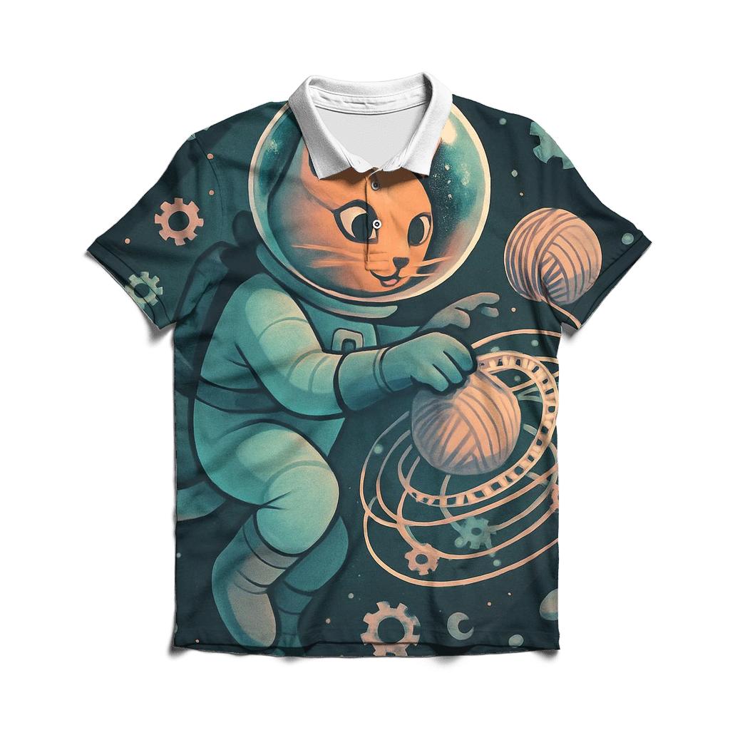 Clockwork Yarn Astronaut Cat custom polo shirts