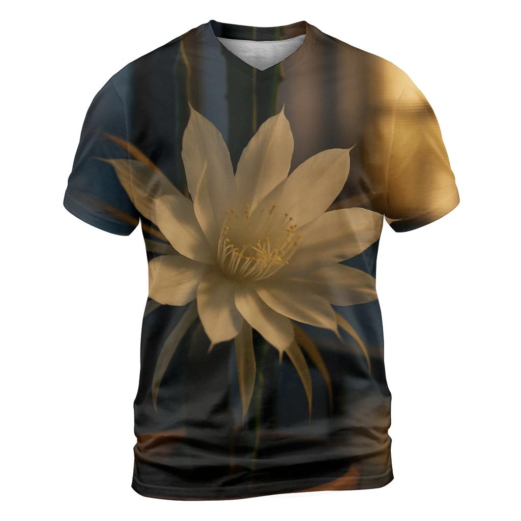 Night Blooming Cereus Against A Window Screen creative print fashion shirts