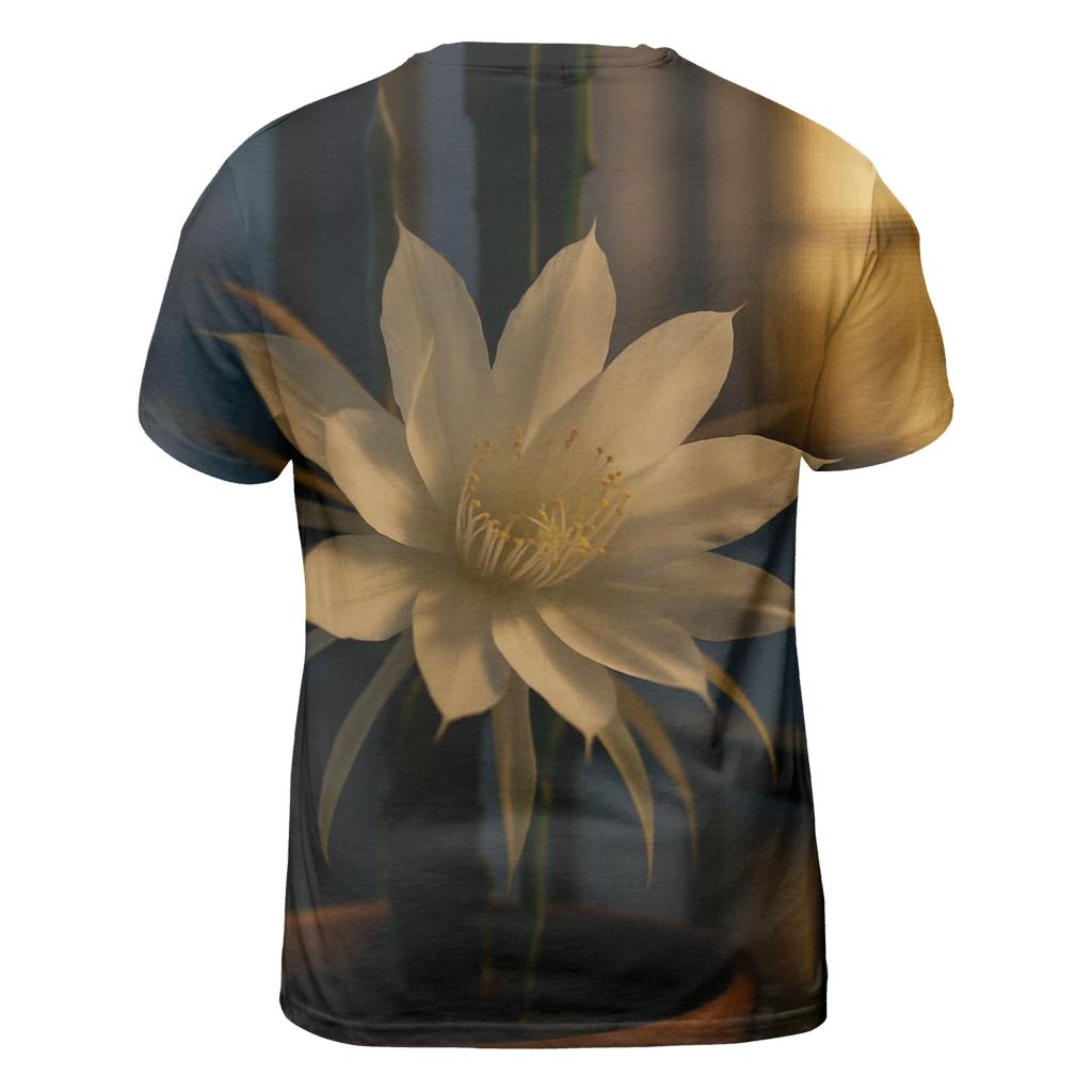 Night Blooming Cereus Against A Window Screen creative print fashion shirts
