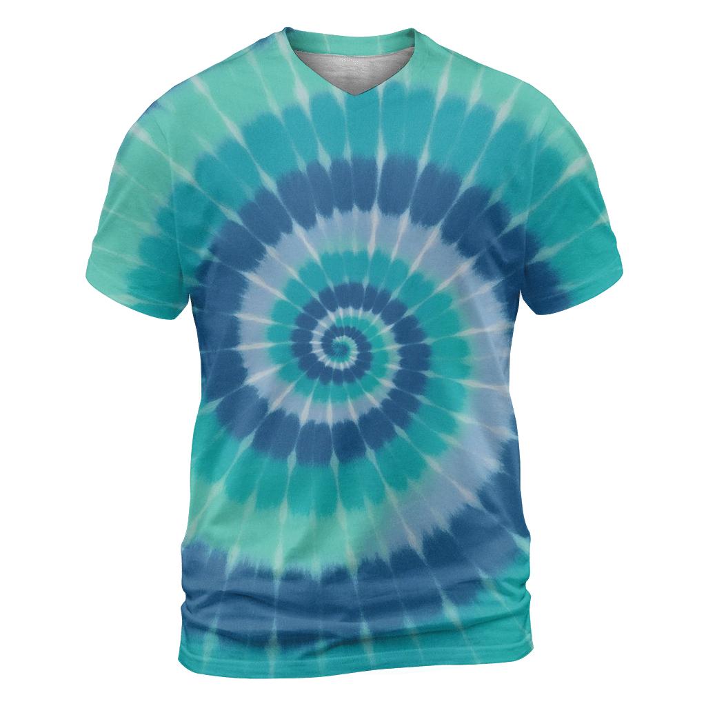 Aurora Spiral Overdye Whirlpool vibrant all-over design tees