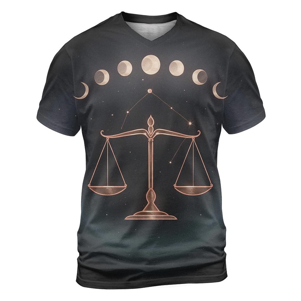 Libra Moon Phase Scales Constellation Emblem personalized full print shirts