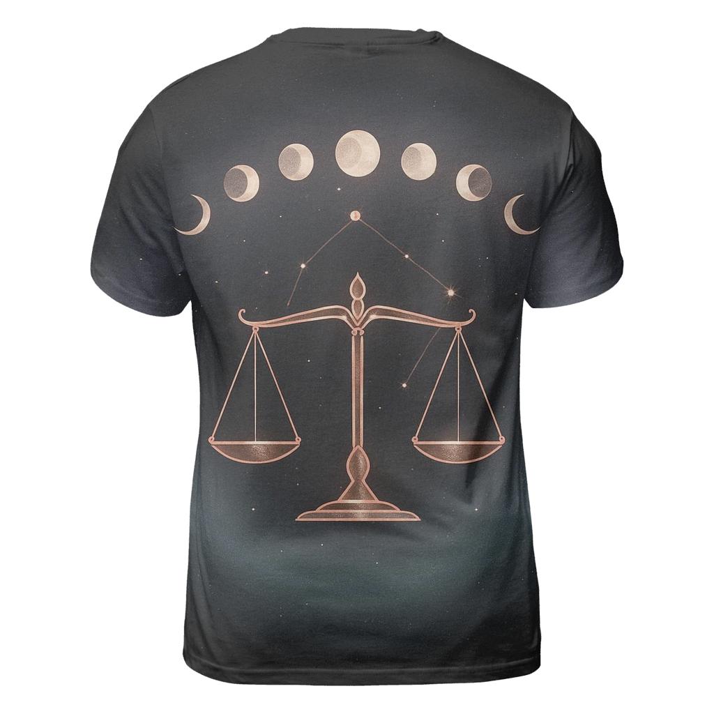 Libra Moon Phase Scales Constellation Emblem personalized full print shirts