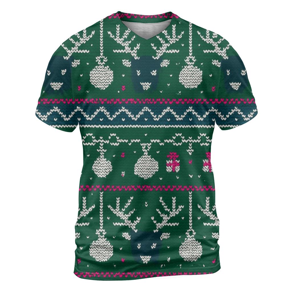 Reindeer Ornament Circuit Rows Design artistic all-over print tops