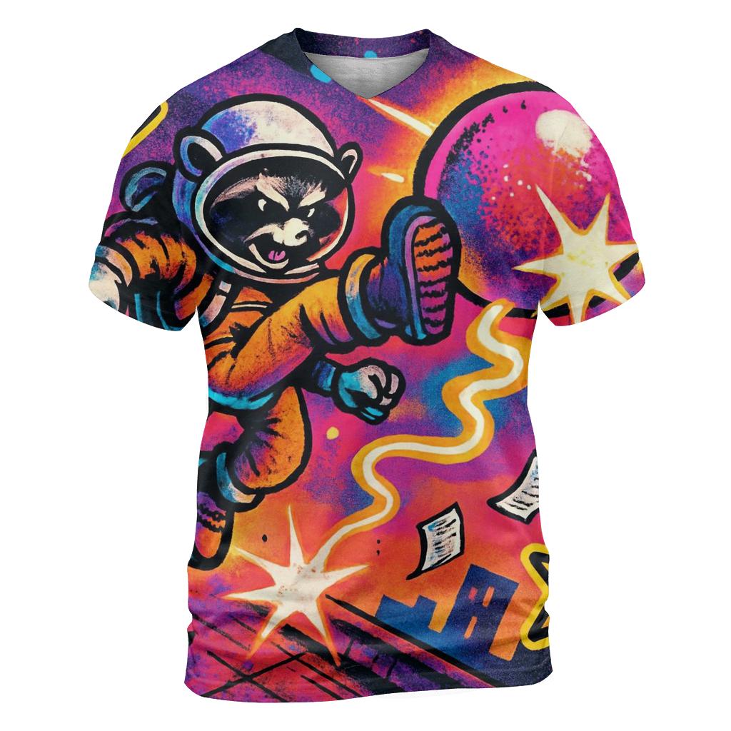 Clockwork Bubblegum Meteor artistic all-over print tops
