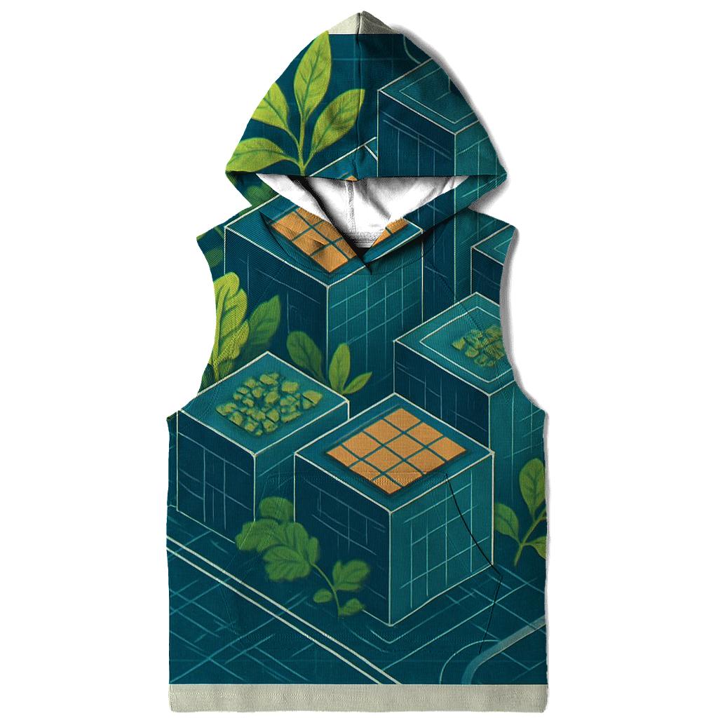 Solar Punk City Blueprint Garden premium hoodies